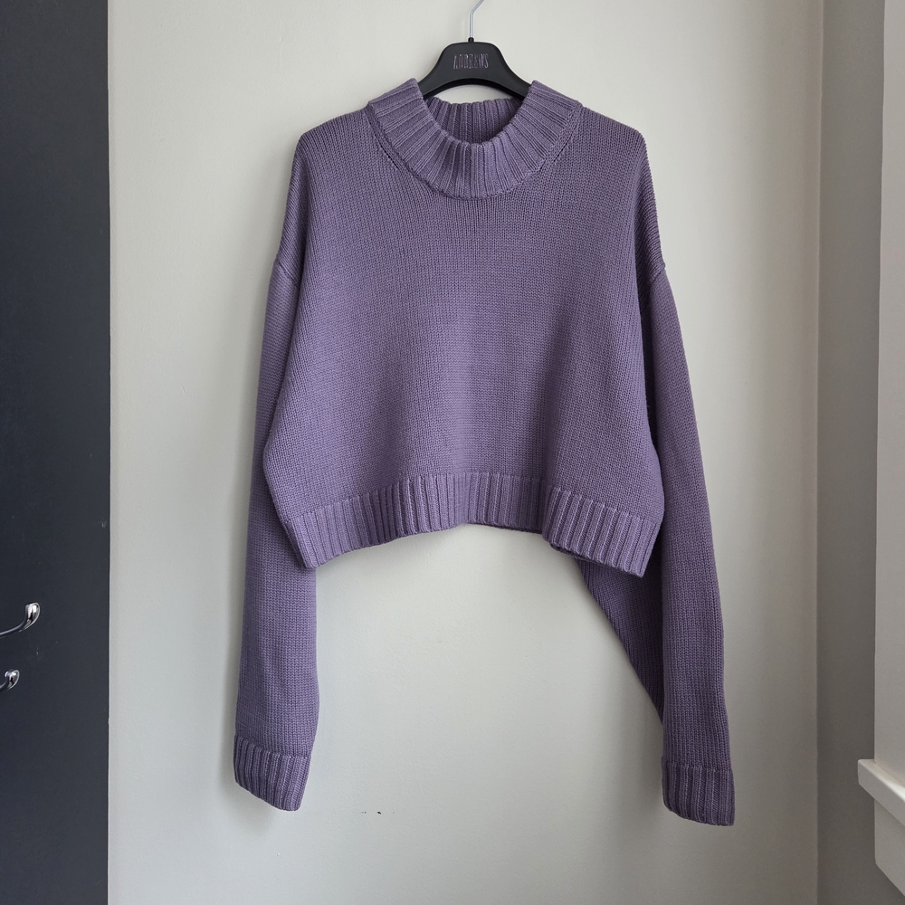 Wilfred 100% Merino Harper Soft Lilac Lavender Cropped Sweater EUC Sz 2X